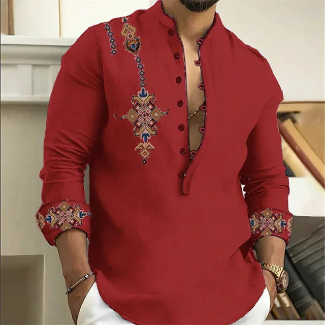 🎨 The Tribal Geometry Edition: Premium Men’s 3D Printed Retro Long-Sleeve Shirt – High-Definition Ethnic Geometric Art, 15 Signature Colorways, Breathable Outdoor Performance Fabric, and Modern Oversized Fit in Sizes XS-6XL YM0027