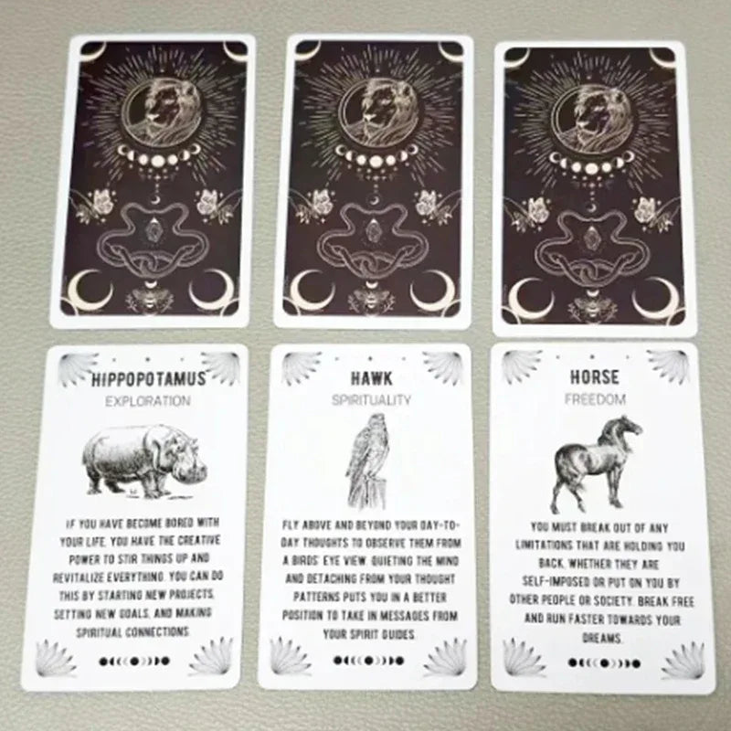 🐾 Spirit Animal Oracle Cards – 54 Cards | Beginner-Friendly | Meanings Printed on Cards | Oracle Deck for Divination and Meditation | Perfect Gift Set