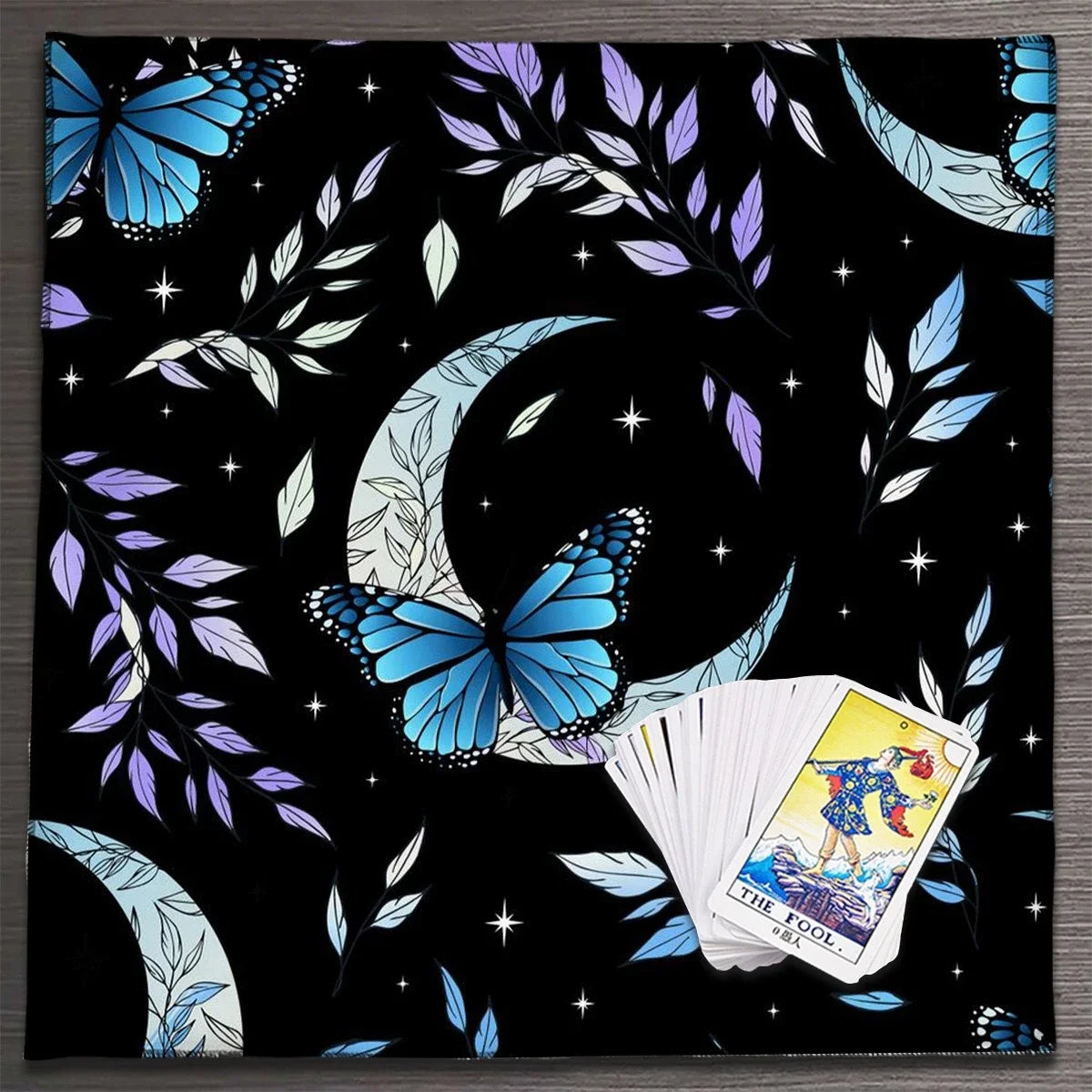 🃏 Mandala Tree of Life Tarot Tablecloth – Sea Velvet Square Butterfly Altar Cloth for Tarot Readings, Terrace Dining & Multi-Purpose Mystic Decor 045