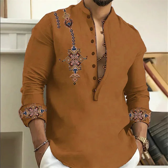 🎨 The Tribal Geometry Edition: Premium Men’s 3D Printed Retro Long-Sleeve Shirt – High-Definition Ethnic Geometric Art, 15 Signature Colorways, Breathable Outdoor Performance Fabric, and Modern Oversized Fit in Sizes XS-6XL YM0031