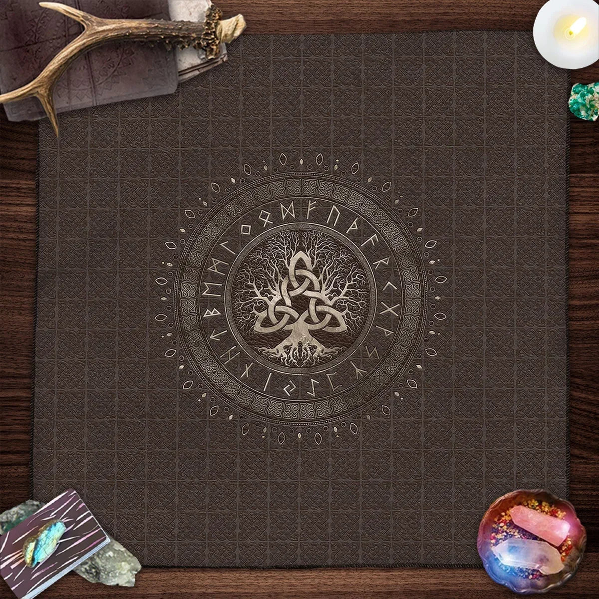 🧭Tree of Life Pendulum Divination Table Cloth – Tarot Altar Cloth for Witchcraft, Astrology & Oracle Card Readings, Witch Home Decor DT-241122000257 TLZB