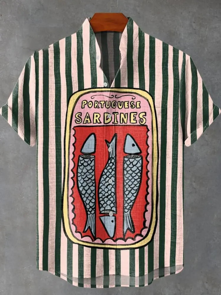 ✨ The Zen-Artisan Fish Print Linen Shirt: Premium Men's Casual Summer Button-Up – High-Definition Artistic Graphics, Breathable Linen-Blend Fabric, and Sophisticated Relaxed Fit SFQQQD2302
