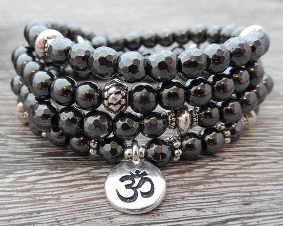 ✨ Turquoise & Onyx Mala Yoga Wrap Bracelet – 108 Prayer Beads Meditation Necklace for Spiritual Focus and Calm A12