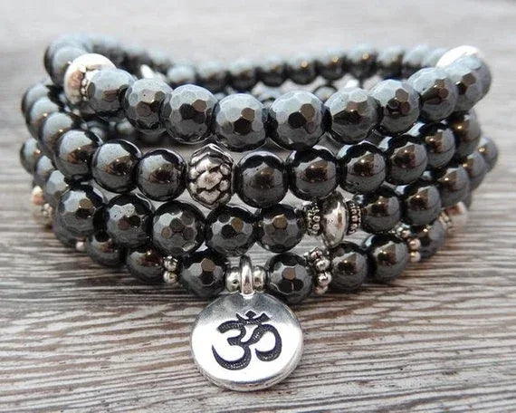 ✨ Turquoise & Onyx Mala Yoga Wrap Bracelet – 108 Prayer Beads Meditation Necklace for Spiritual Focus and Calm A12