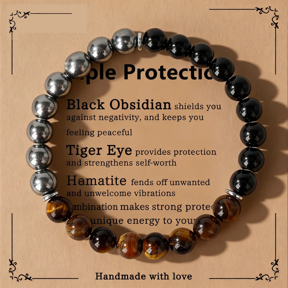 ✨ Classy Autumn & Winter Jewelry – Blue & Yellow Hematite Tiger’s Eye Bracelet – Unique Natural Stone Accessory for Family Banquets