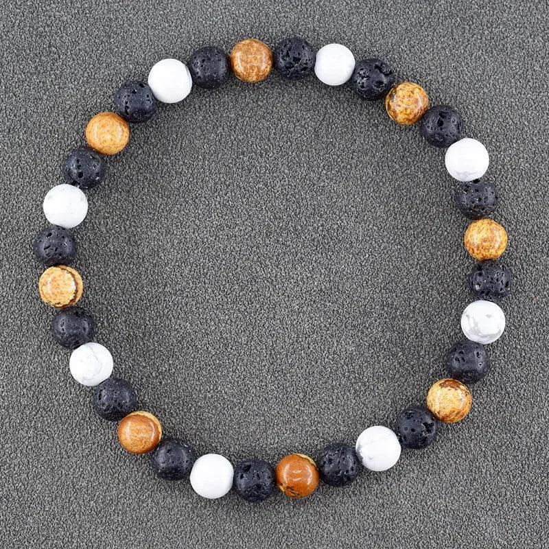 ✨ Natural African Pine Stone Beaded Bracelet – Authentic Picture Stone Bohemian Bangle for Men & Women – Volcanic Elastic Jewelry, Perfect Friendship Gift 7