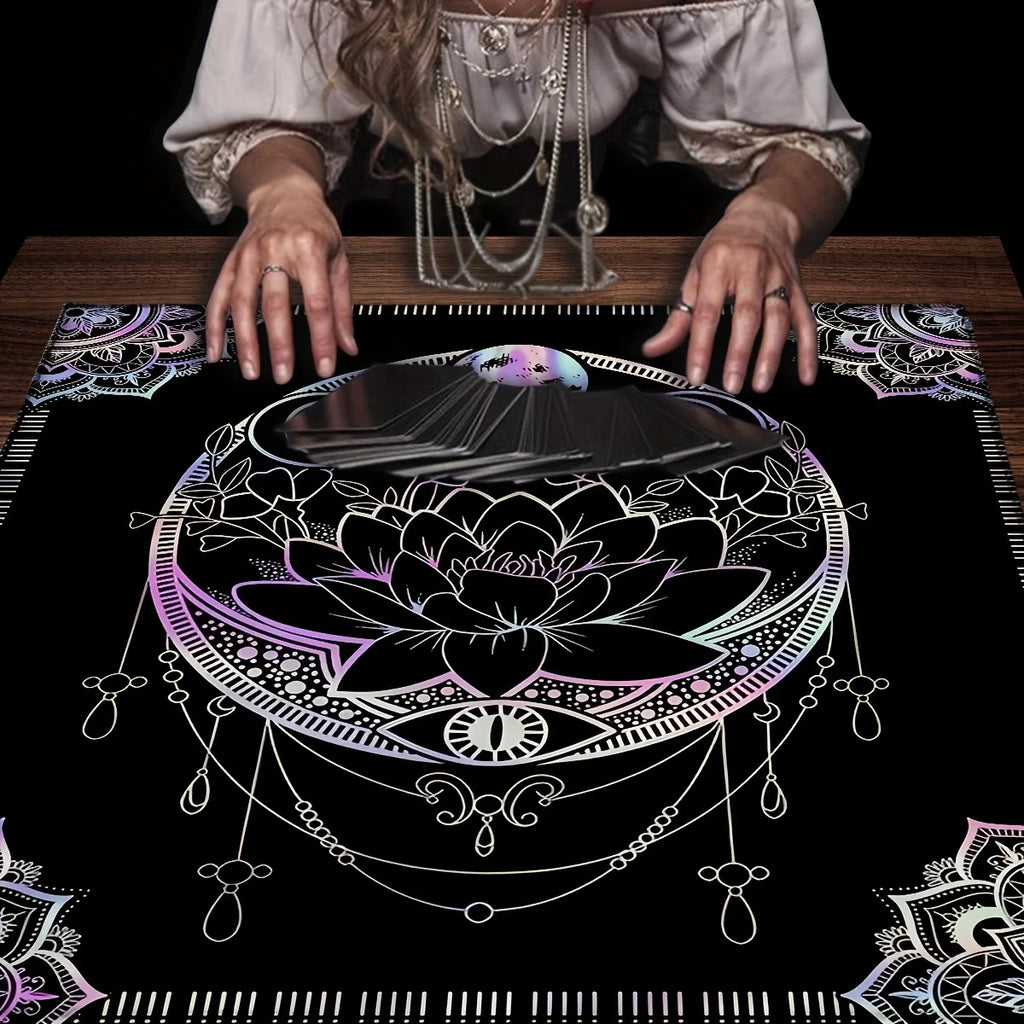 🃏 VIKAMA Mandala Tarot Tablecloth – Witchy Astrology Altar Cloth & Mystic Home Decor Table Cover