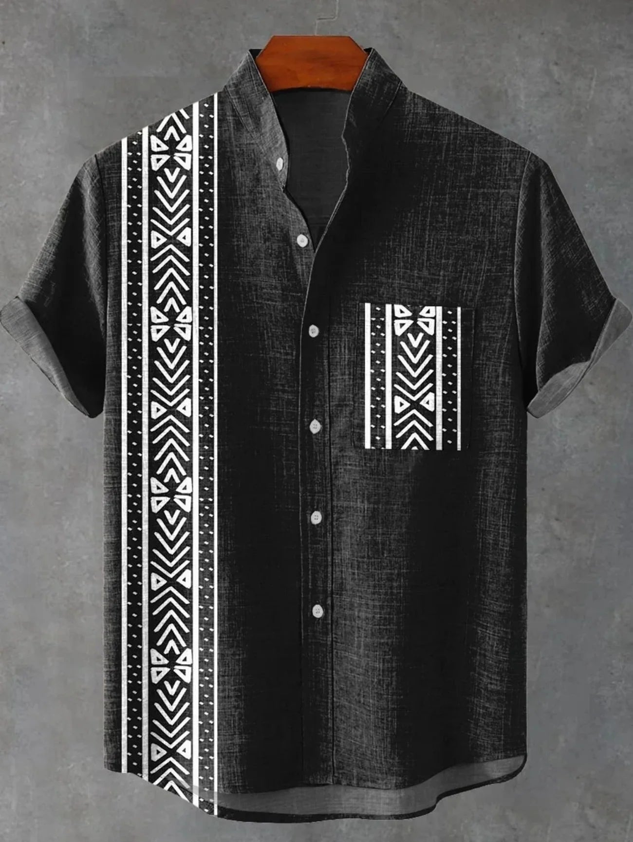 🌿 The Ethno-Luxe Heritage Linen Shirt: Premium Men's Casual Short-Sleeve Top – High-Definition Ethnic Artistic Print, Breathable Organic Cotton-Linen Fabric, and Sophisticated Button-Down Tailoring YHBKYF5