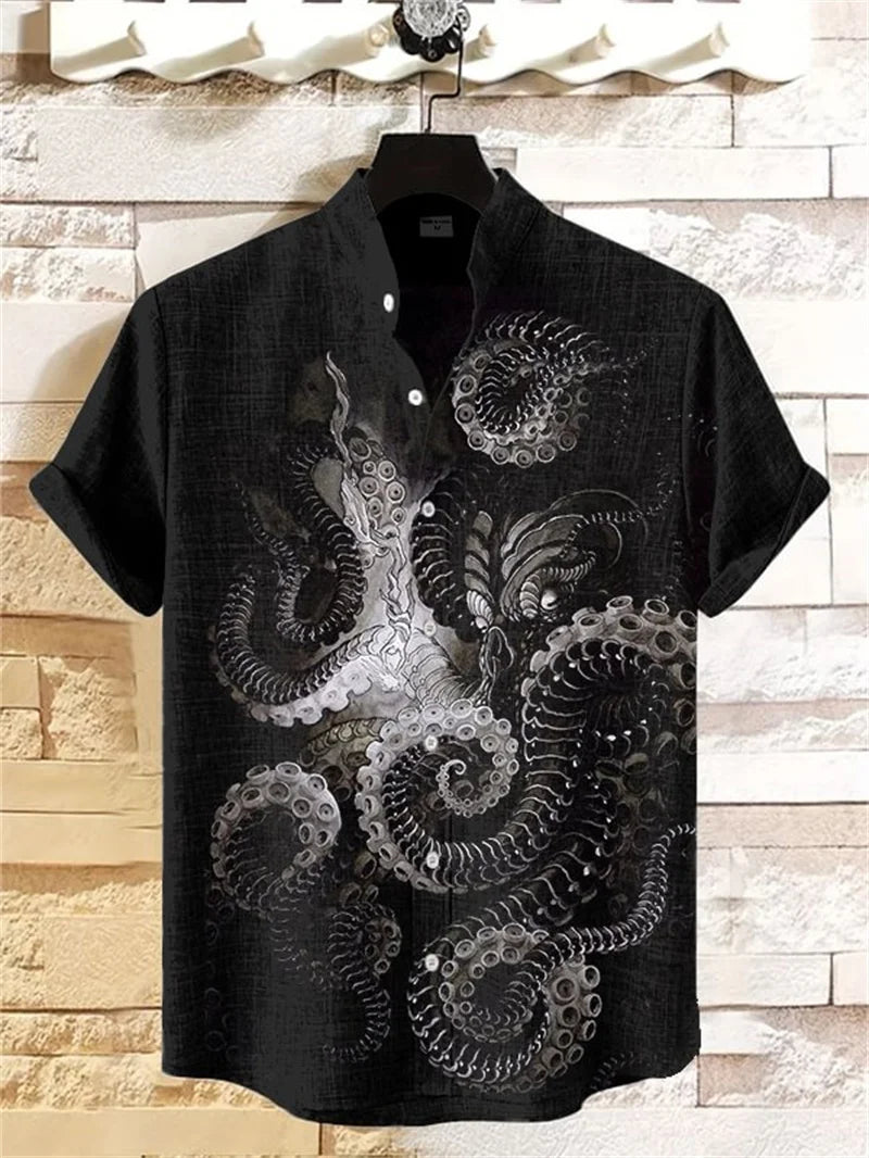 🏝️ The Tropical 3D Masterpiece: Men’s Premium Hawaiian Linen Shirt – High-Definition 3D Artistic Print, Short-Sleeve Casual Button-Down with Classic Lapel, and Ultra-Breathable Summer Fabric SFQQQD057