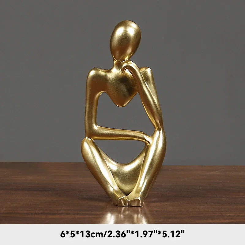 🧘‍♂️ Sand Color The Thinker Abstract Statue – Nordic Style Yoga Figurine for Living Room & Desk Decoration | Maison Home Décor | Free Shipping Golden 2