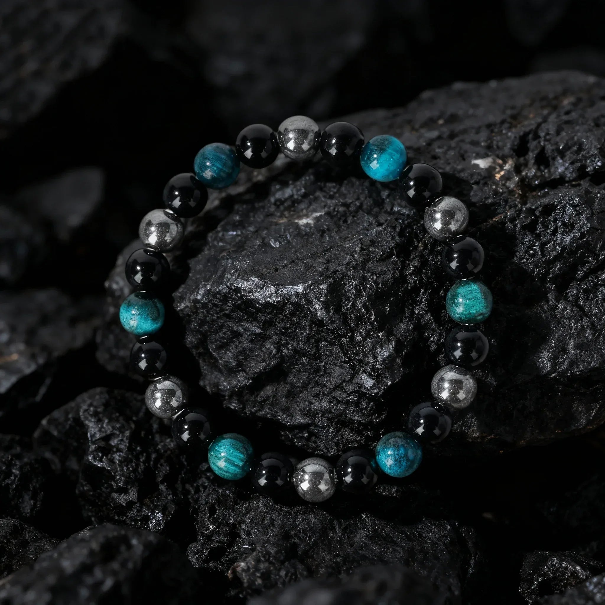 ✨ Classy Autumn & Winter Jewelry – Blue & Yellow Hematite Tiger’s Eye Bracelet – Unique Natural Stone Accessory for Family Banquets