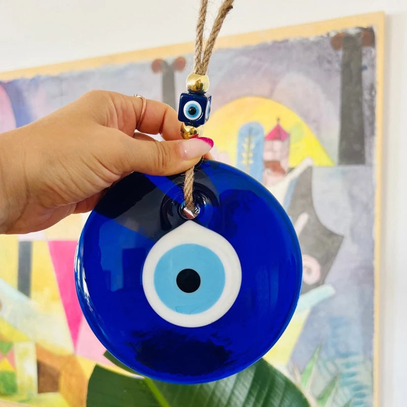 🧿 Evil Eye Wall Hanging – Glass Blue Eye Charm | Turkish Home Decor for Protection & Good Luck | Thoughtful Home Gift | Free Shipping