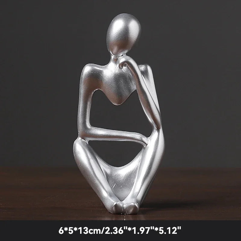 🧘‍♂️ Sand Color The Thinker Abstract Statue – Nordic Style Yoga Figurine for Living Room & Desk Decoration | Maison Home Décor | Free Shipping Silver 2