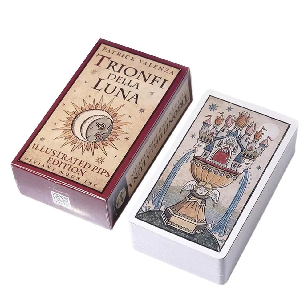 🌙 Trionfi della Luna Tarot Deck – 78 Cards | English Edition with Guidebook | Fortune Telling & Divination | Travel-Friendly, Reversed, Chakra & Zodiac Insights