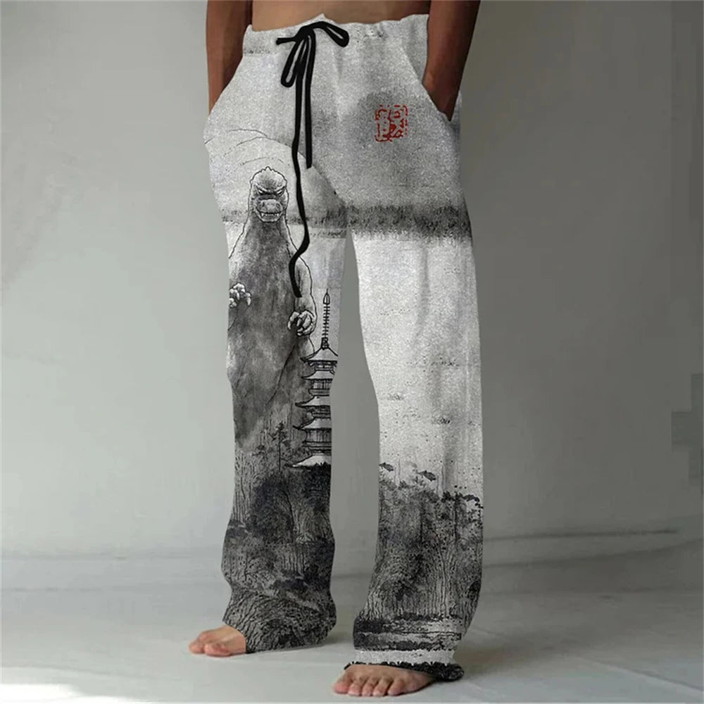 ✨ The Zen Master 3D Bamboo-Infused Linen-Blend Trousers: Premium Men's Casual Loose-Fit Joggers with Hyper-Realistic Nature Prints, Adjustable Drawstring, and Multi-Functional Utility Pockets