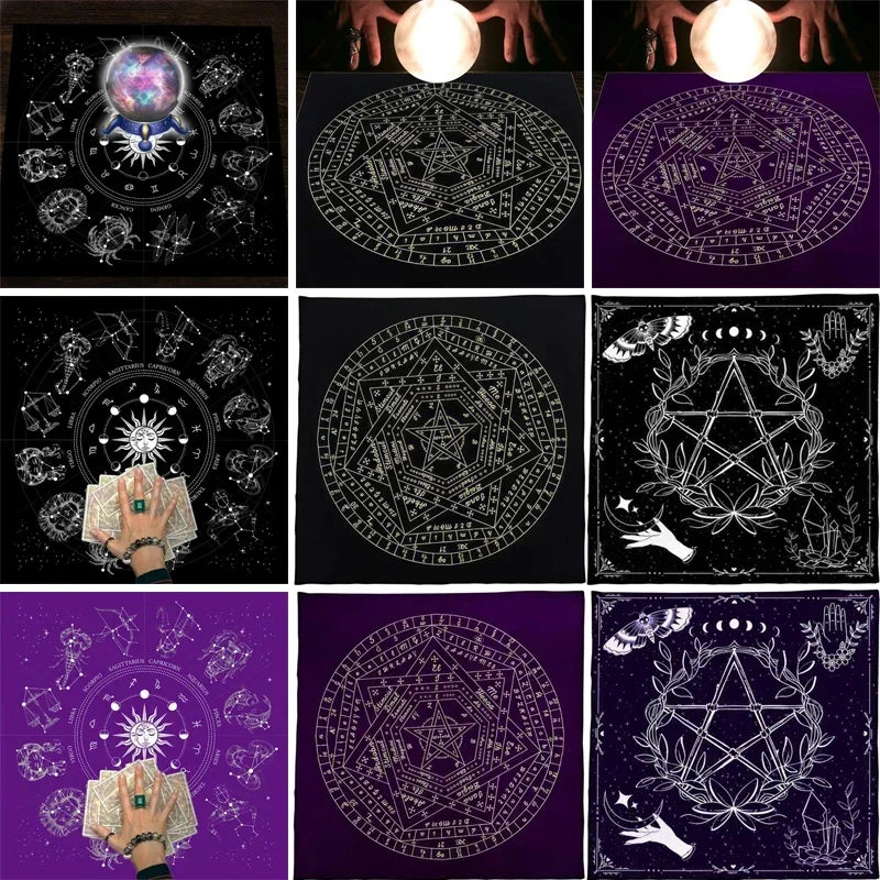 🎲 Square Shape Pendulum Divination Altar Tablecloth | Tarot Pad & Rune Table Cloth – Astrology Oracle Board Game Mat
