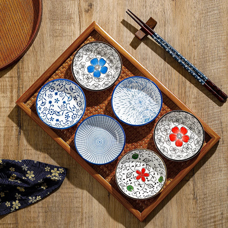 🍣 6pcs Japanese Mini Ceramic Plates – Elegant Barbecue, Sashimi & Sushi Dipping Sauce Dishes | Home, Desktop, Snack & Dessert Set | Free Shipping 8.5cm Brown