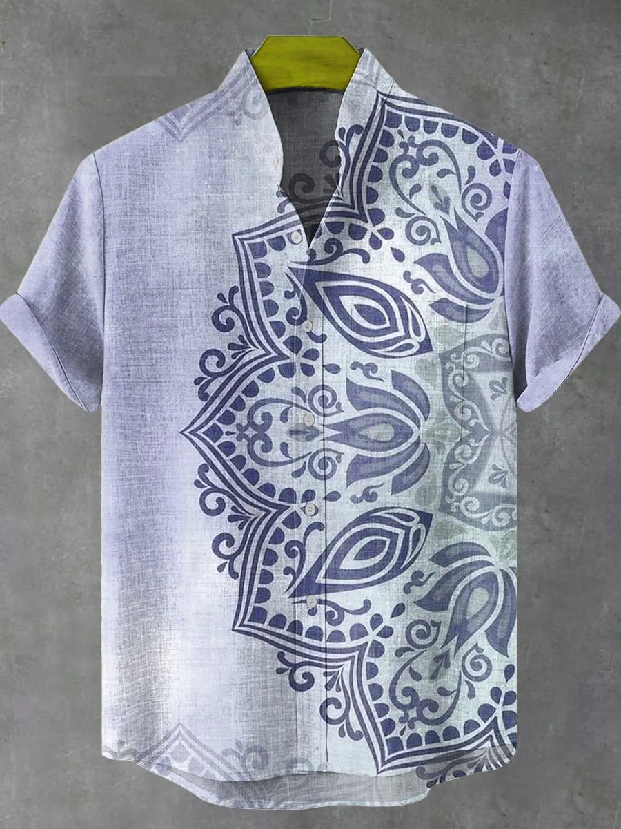 🌍 The Ancestral Totem Heritage Edition: Premium Men’s Retro African Tribal Shirt – High-Definition Digital Print, Breathable Organic Cotton-Linen Blend, and Sophisticated Street-Trend Button-Down SFQQQD1127