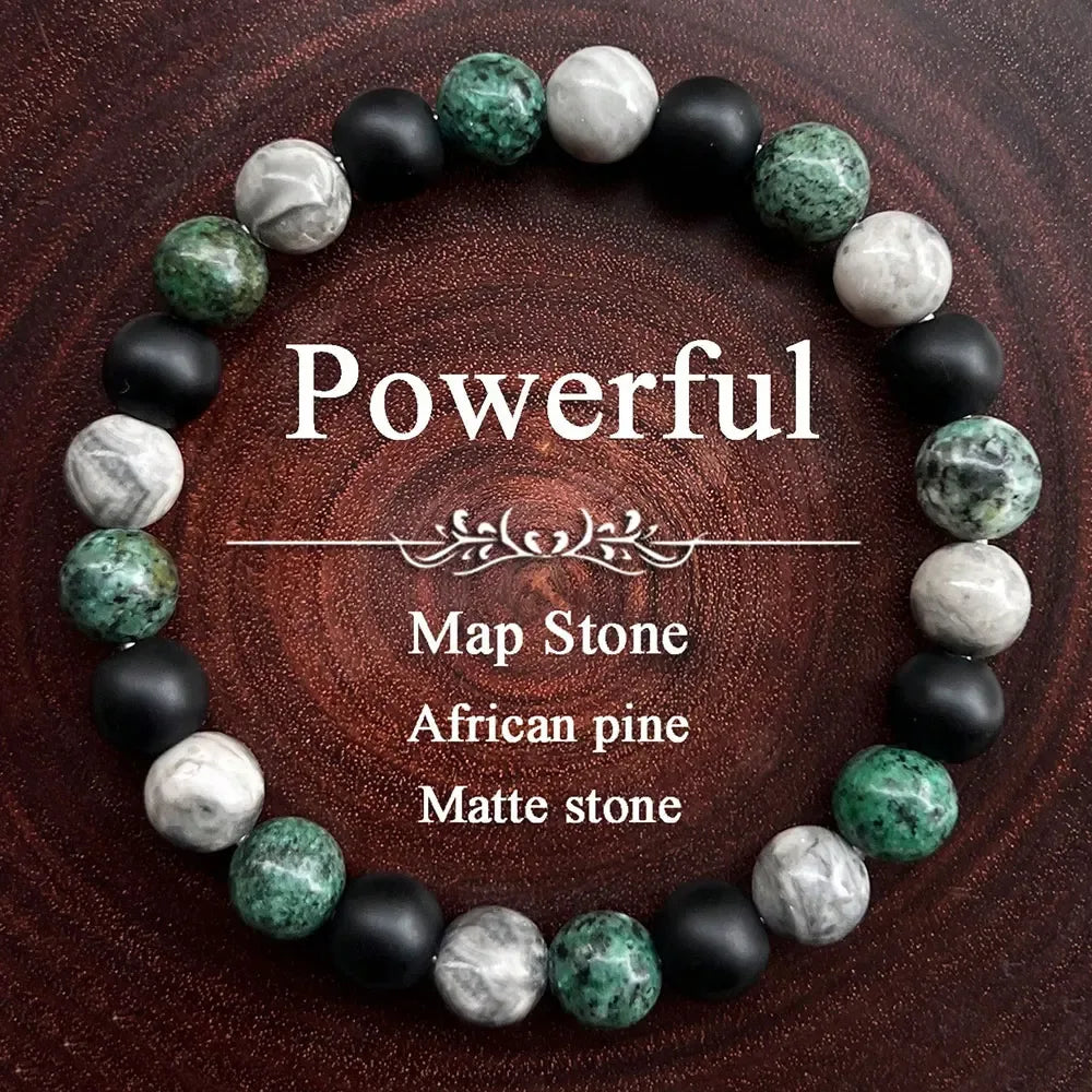 🌍 The "Pathfinder" Blessing Bracelet: African Turquoise & Map Stone Woven for Growth & Destiny