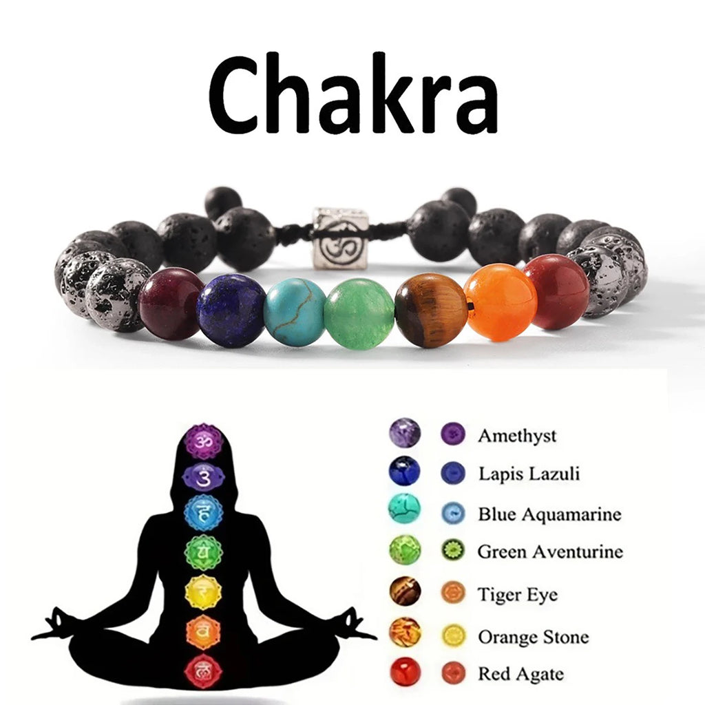 ✨ Healing Tiger Eye & Amethyst Gemstone 7 Chakra Beaded Bracelet – Yoga Stone Brazaletes Bangles for Women – Elegant Ladies’ Spiritual Jewelry