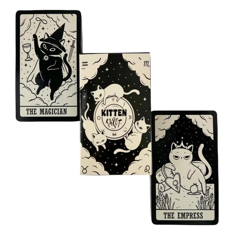 Cat Kitten Tarot Cards – 78-Card English Oracle Deck for Divination, Spiritual Insight & Family Board Games
