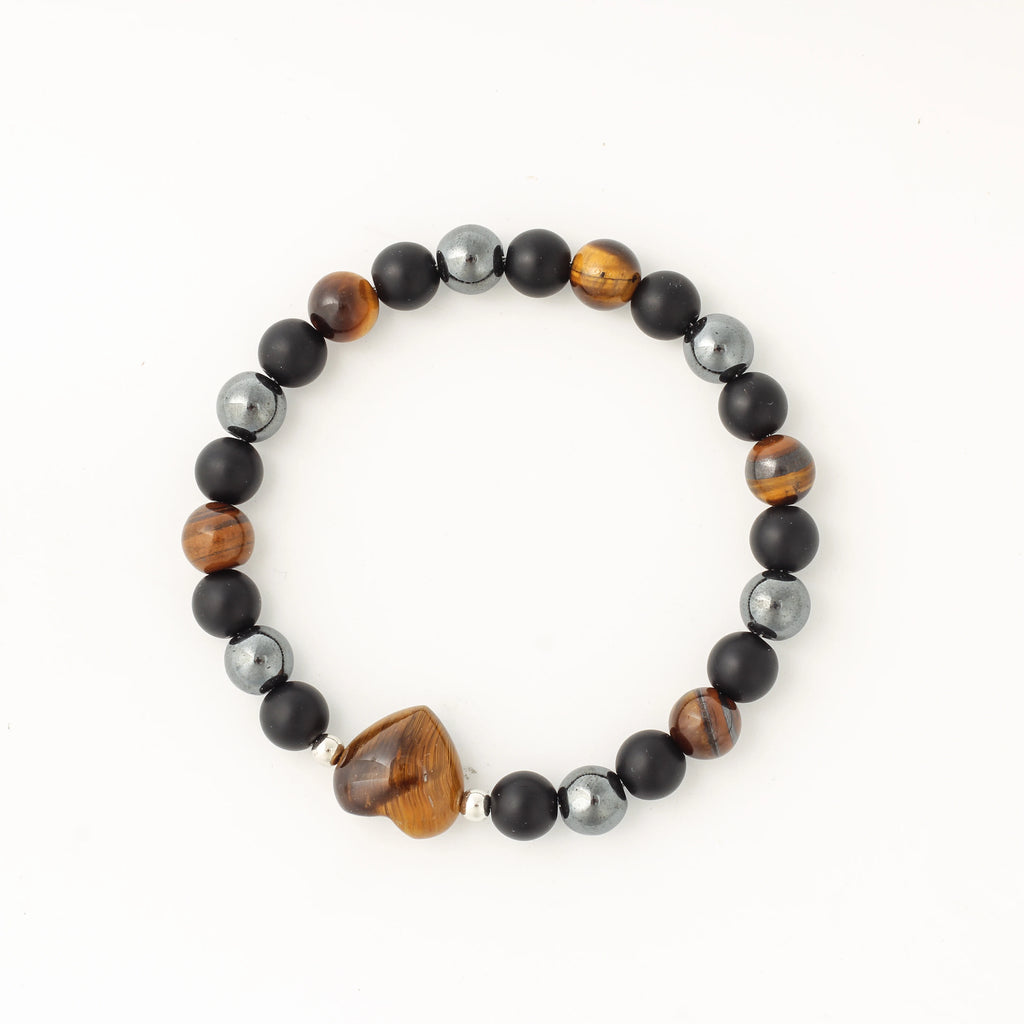 ✨ Luxury Winter Jewelry – Black, Yellow & Silvery Tiger’s Eye Hematite Brazaletes – High-Quality Natural Stone Bracelets for Family Gatherings L1968-Tiger Eye