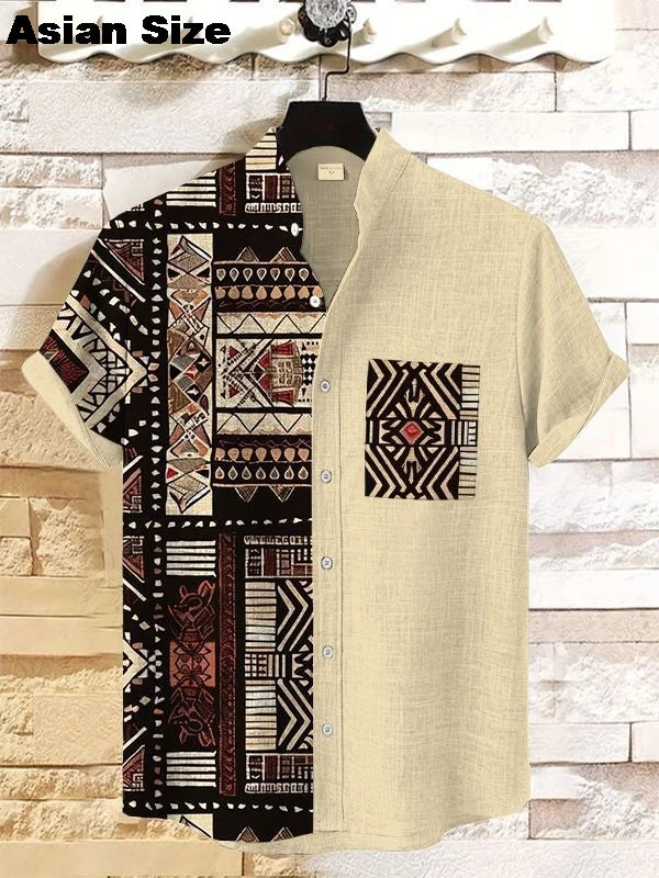 🌍 The Dashiki Street-Heritage Edition: Premium Men’s Vintage African Tribal Shirt – High-Definition Retro Dashiki Print, Breathable Urban-Luxe Fabric, and Sophisticated Short-Sleeve Streetwear Button-Down Shirts-SZF67192