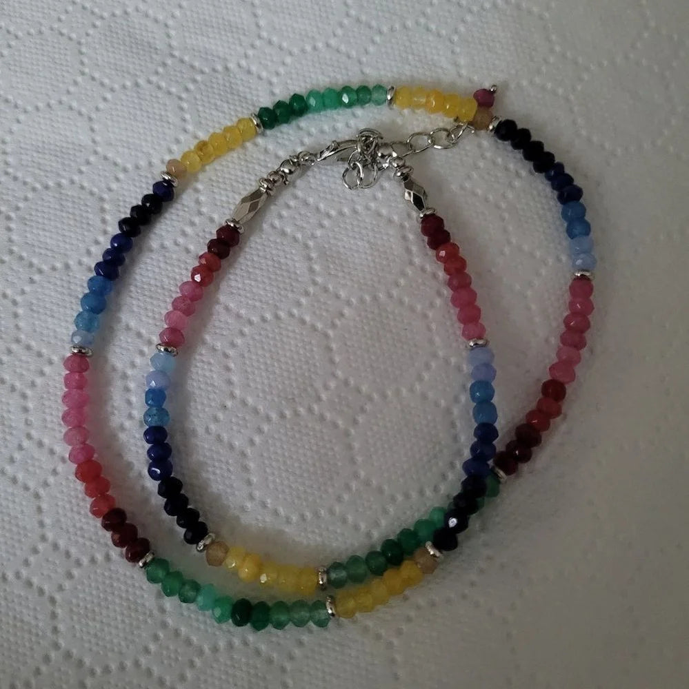 ✨ Yellow & Blue Sapphire Gemstone Beaded Necklace – Elegant Natural Birthstone Jewelry for Celebration and Balance A5