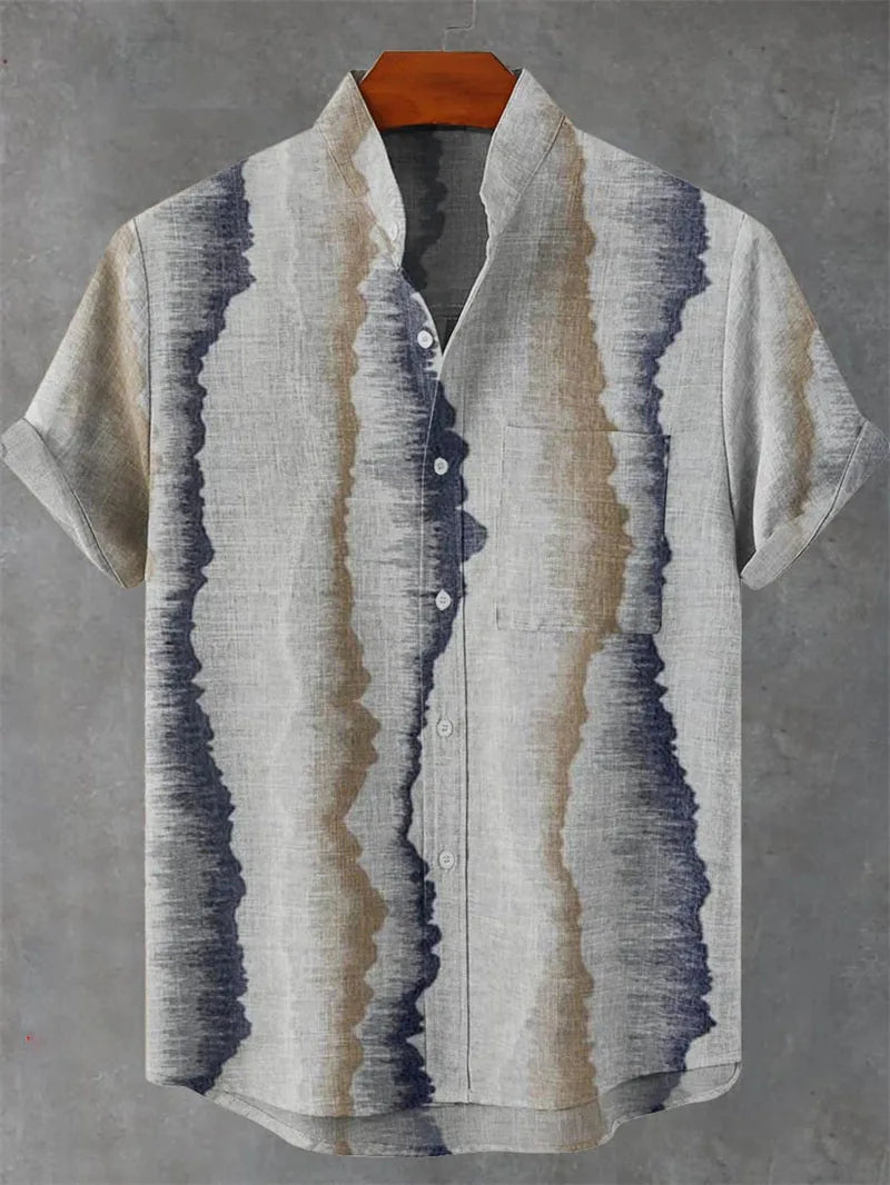 🏝️ The Tropical Horizon 3D Masterpiece: Premium Men's Cotton-Linen Blend Hawaiian Shirt – High-Definition Artistic Print, Breathable Short-Sleeve Button-Up, and Sophisticated Resort Silhouette SFQQQD399