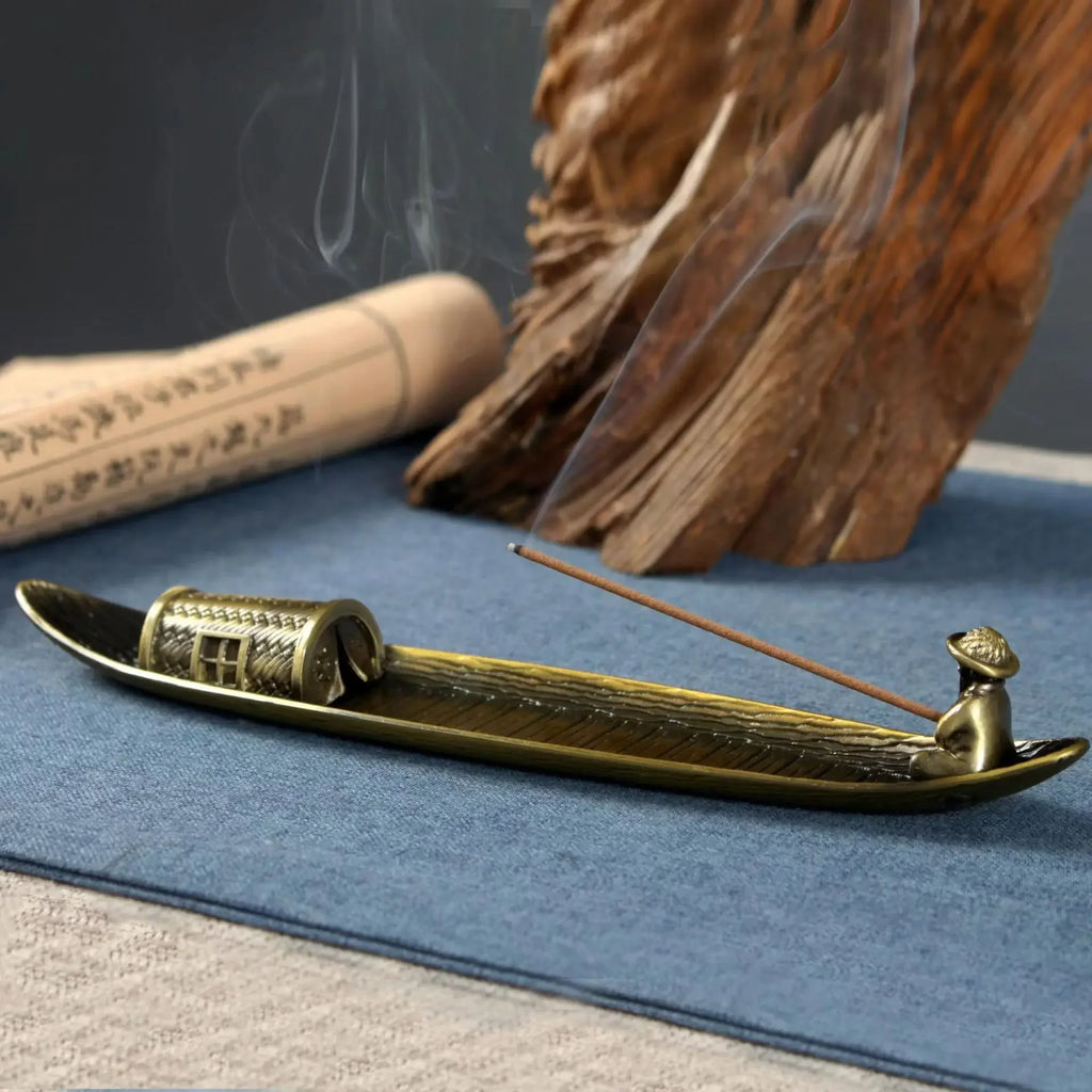 🚣‍♂️ Japanese Style Incense Holder – Old Men Fishing Boat Design | Aromatherapy Stick Burner & Zen Home Decor Ornament | Free Shipping