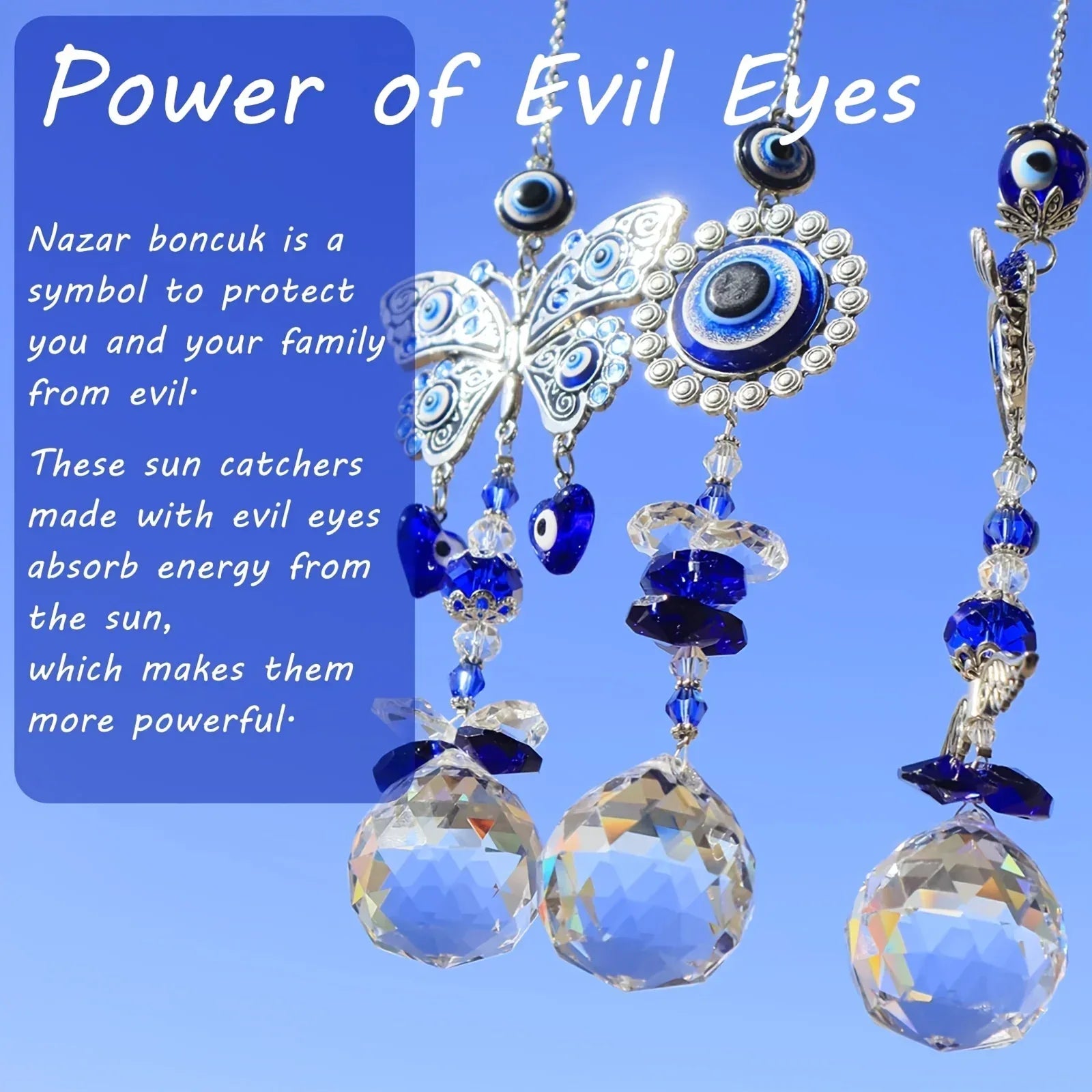 🧿 1Pc Evil Eye Suncatcher with Crystal Prism Balls – Window Hanging Sun Catcher & Rainbow Maker for Home, Garden & Car Decor | Free Shipping
