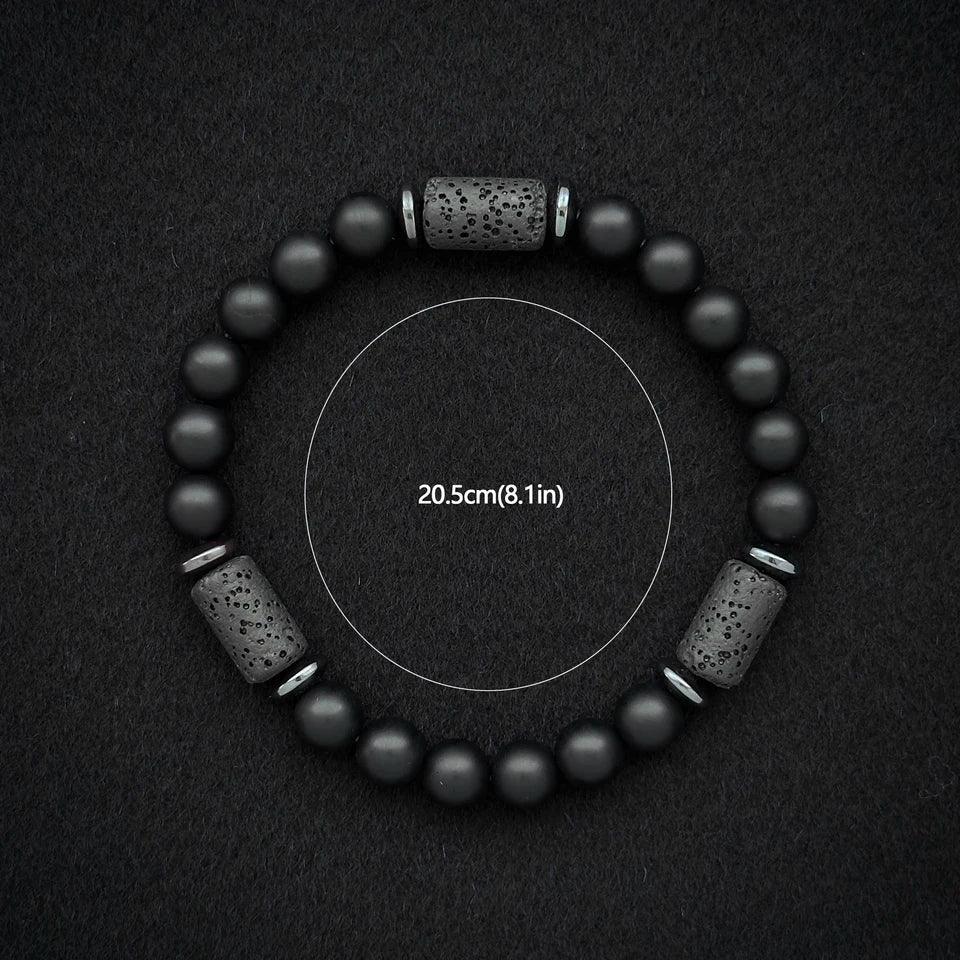 🖤 The "Modern Stealth" Bracelet: Matte Black Cylinder Stone Protection Band (Minimalist Series)