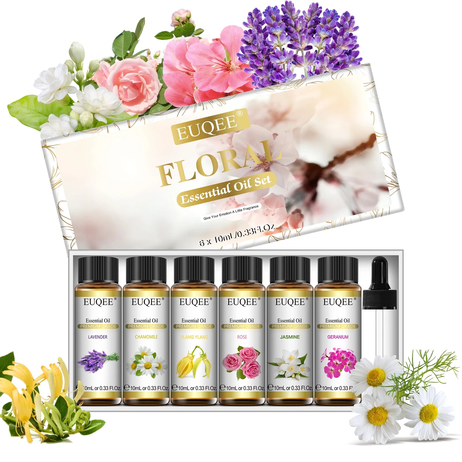 🌿 EUQEE 6-Piece Essential Oil Aromatherapy Gift Box – Pure & Natural Fragrances for Diffusers, Humidifiers, and Home Wellness﻿