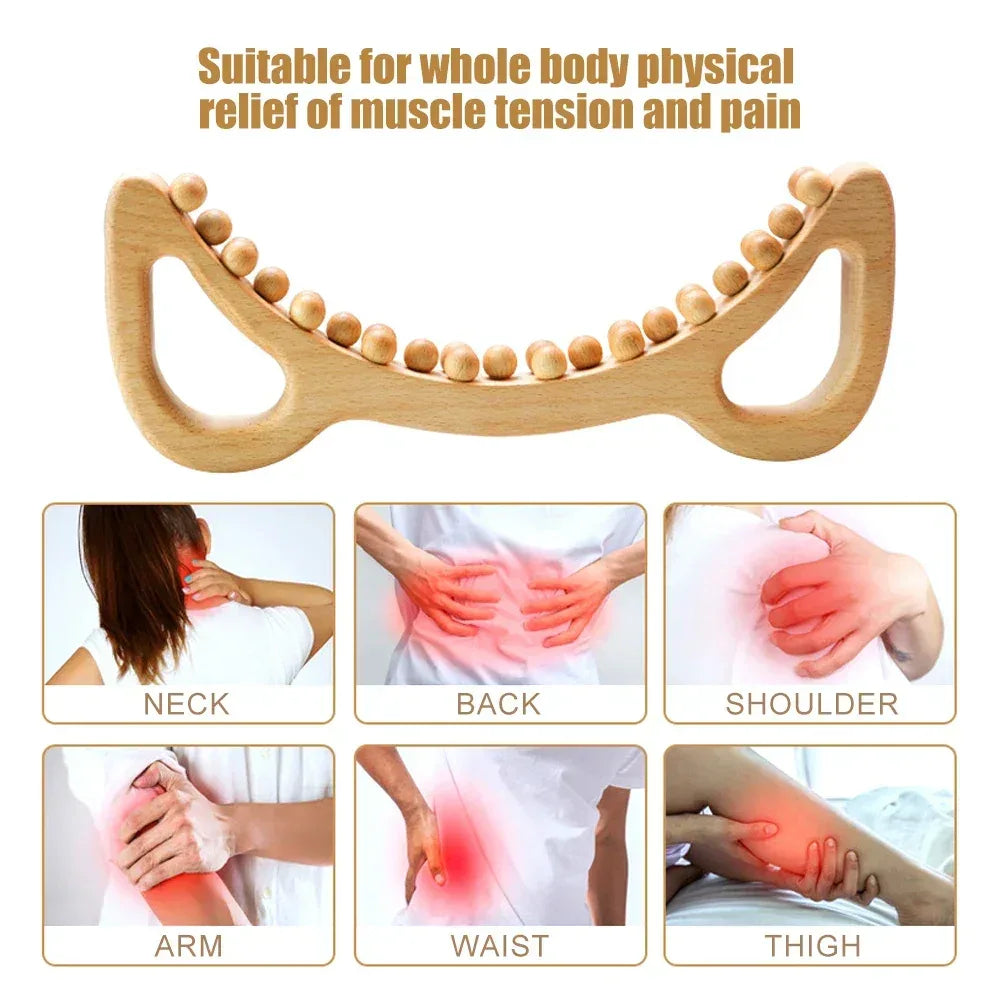 Wooden Trigger Point Massage Brush – Wood Therapy Tool for Cellulite Reduction, Lymphatic Drainage & Body Sculpting﻿