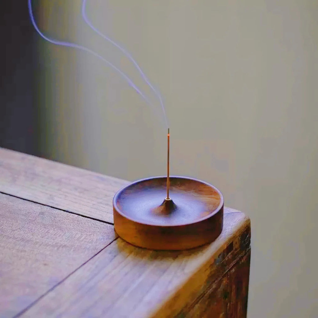 🌿 Solid Wood Incense Burner – Handmade Round Tray for Tea Ceremony & Agarwood Use | Elegant Aromatherapy Holder | Free Shipping