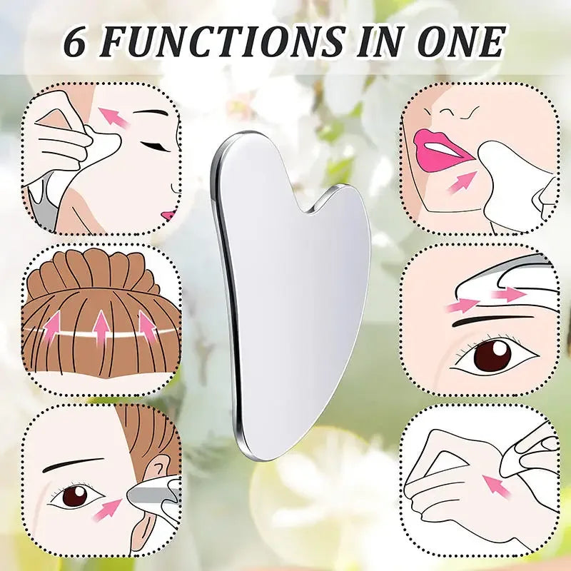 Stainless Steel Gua Sha Scraper Massager – Manual Facial & Body Guasha Tool for Muscle Relief, Lymphatic Drainage, and Skin Care﻿