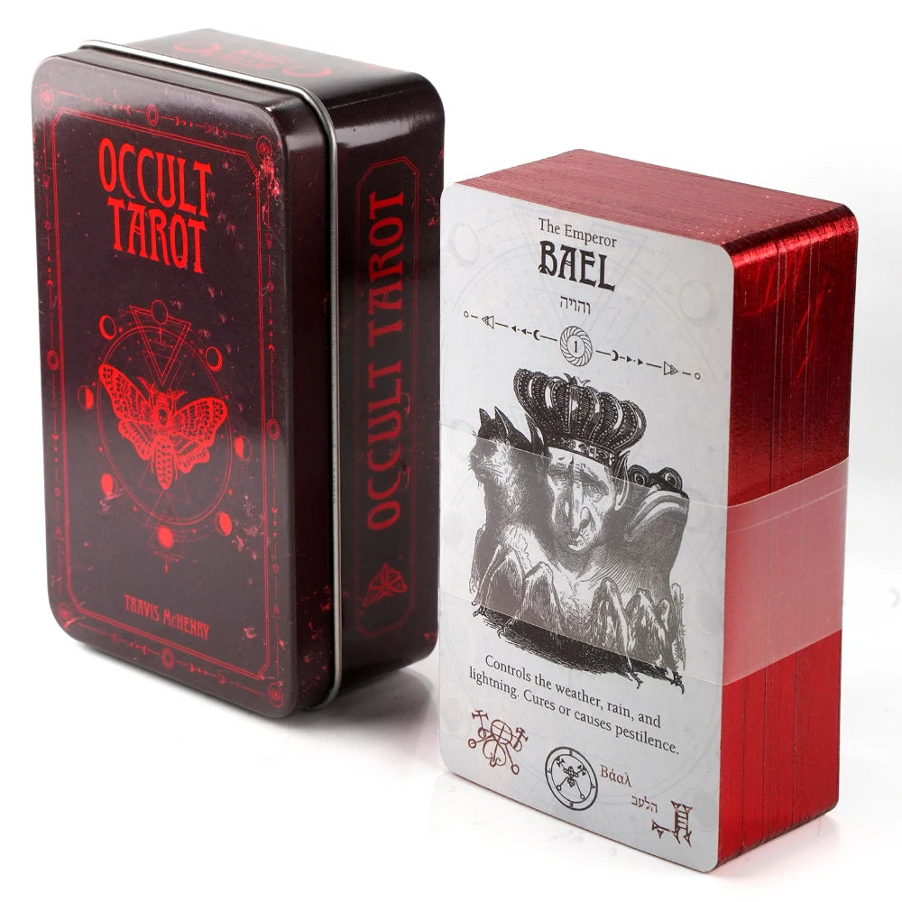 🌙 Moon Compass Tarot Deck – 78 Cards | Gilded Edge | Tin Box | Oracle & Tarot Game | English Edition with Paper Guidebook DARK GRAY