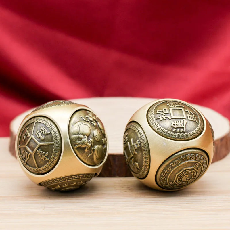 Six-Faced Chinese Lucky Coin Spinner – Rotating Fidget Toy for Stress Relief, Anxiety Reduction, and Focus Enhancement