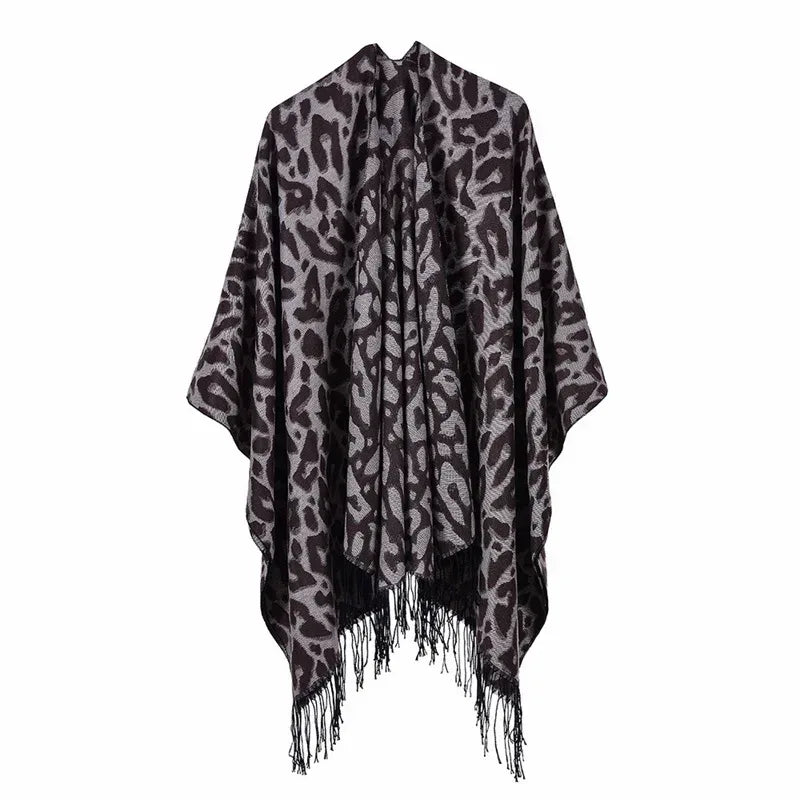 Women's Winter Poncho Wrap - Imitation Cashmere Shawl Cape & Scarf (130 x 150 cm) for Ultimate Warmth and Style One Size 5Leopard-coffee