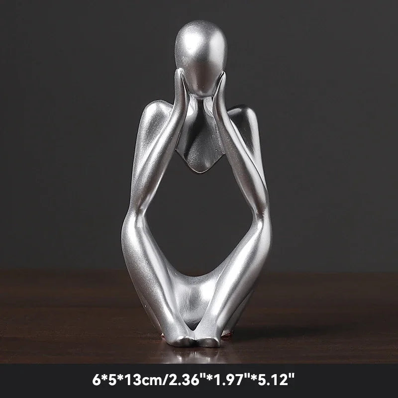 🧘‍♂️ Sand Color The Thinker Abstract Statue – Nordic Style Yoga Figurine for Living Room & Desk Decoration | Maison Home Décor | Free Shipping Silver 3
