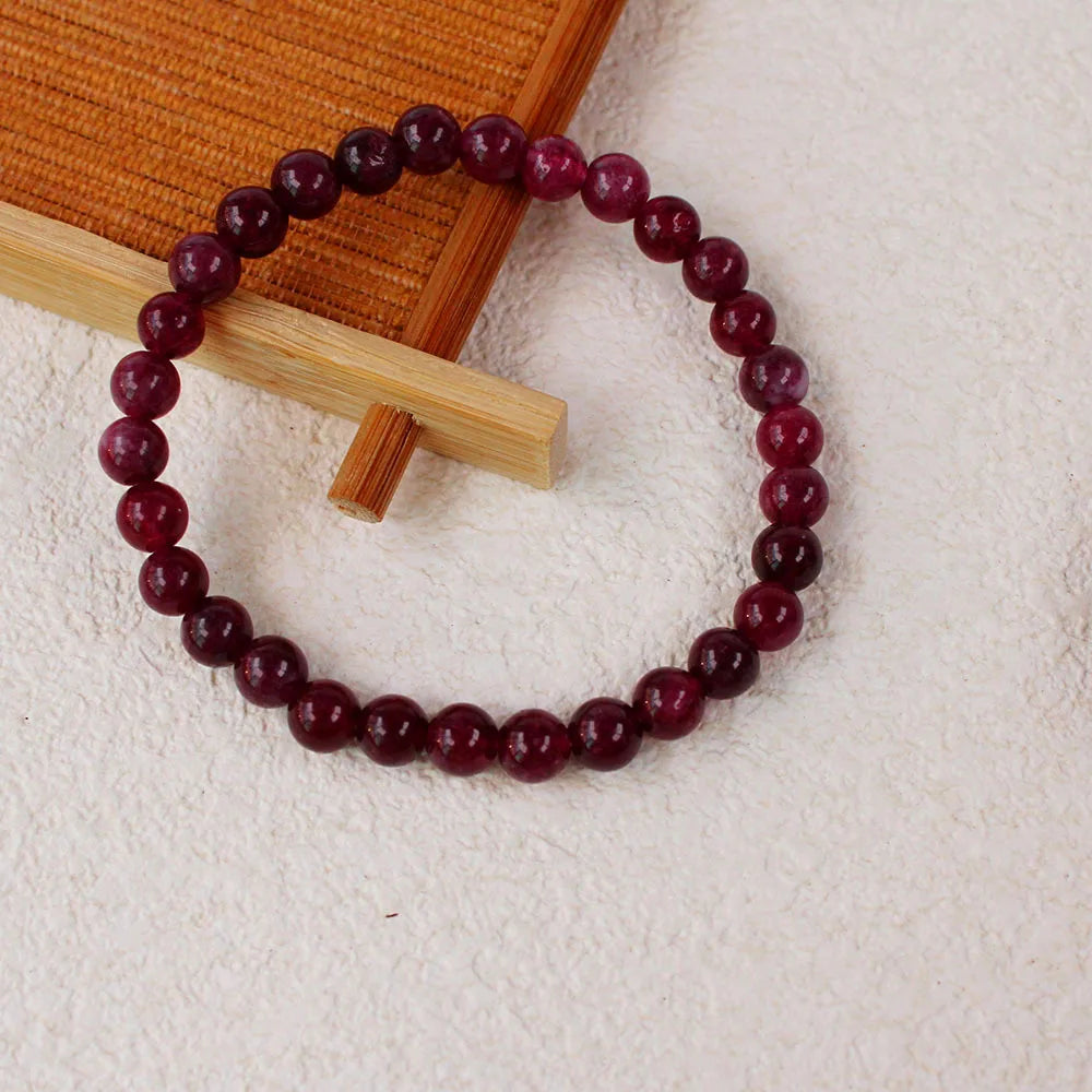 ✨ Garnet Stone Beaded Bracelet for Women – 8mm Natural Stone Jewelry – Elegant and Energizing