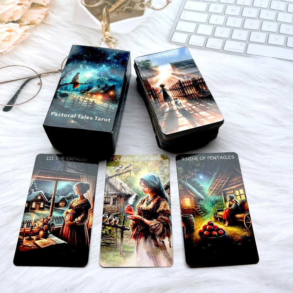 🔥78PCS Tarot Cards | 70*120mm Double-Sided Scratch-Proof Film Tarot Deck with English Guide & Rune Board Game