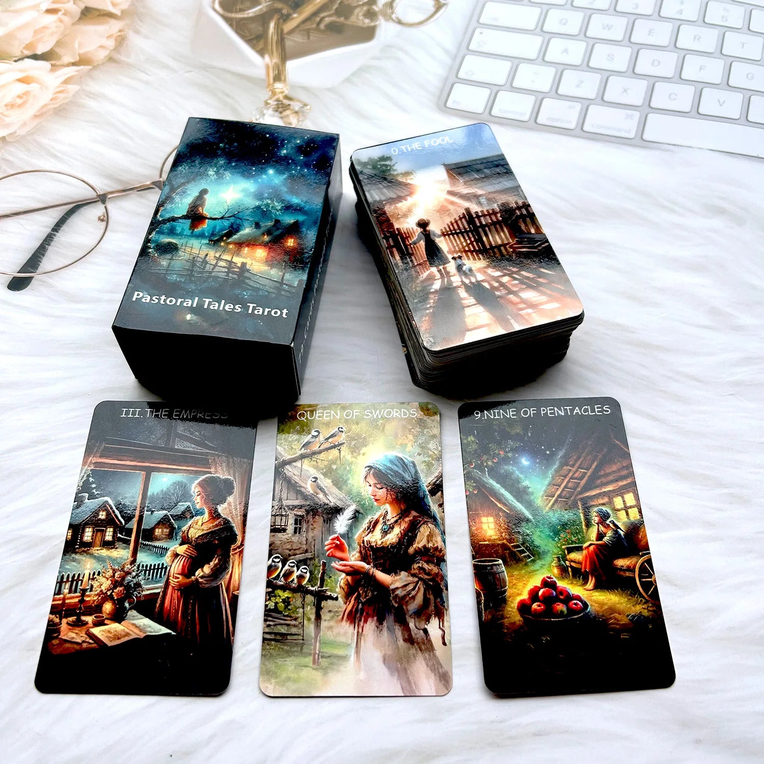 🔥78PCS Tarot Cards | 70*120mm Double-Sided Scratch-Proof Film Tarot Deck with English Guide & Rune Board Game