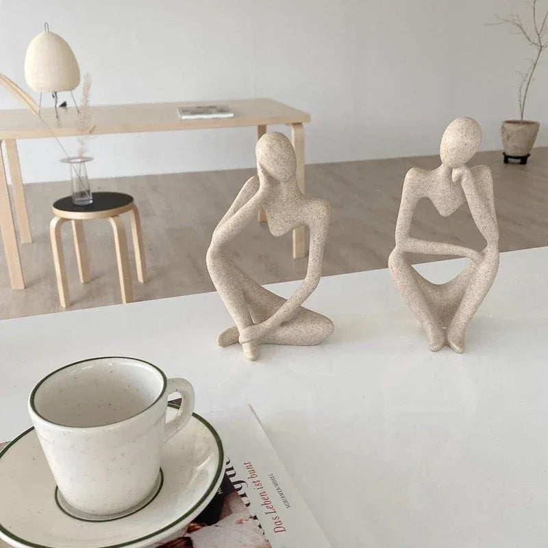 🧘‍♂️ Sand Color The Thinker Abstract Statue – Nordic Style Yoga Figurine for Living Room & Desk Decoration | Maison Home Décor | Free Shipping