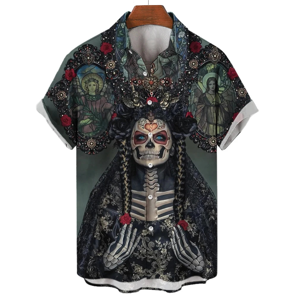 ✨ The Cinematic Nightmare Edition: Premium Men’s Horror Movie 3D Printed Shirt – High-Definition Slasher &amp; Supernatural Graphic, Designer Summer Hawaiian Fit, Breathable Quick-Dry Short-Sleeve, and Sophisticated Urban-Gothic ESYJXC1308