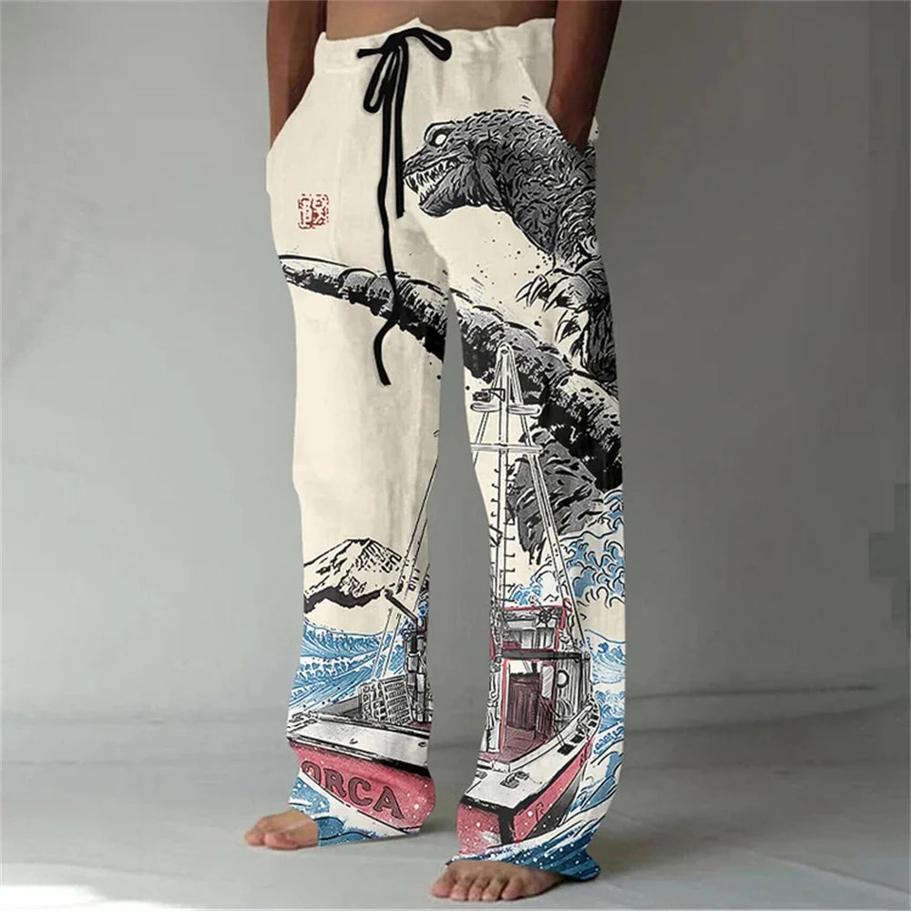 ✨ The Zen Master 3D Bamboo-Infused Linen-Blend Trousers: Premium Men's Casual Loose-Fit Joggers with Hyper-Realistic Nature Prints, Adjustable Drawstring, and Multi-Functional Utility Pockets