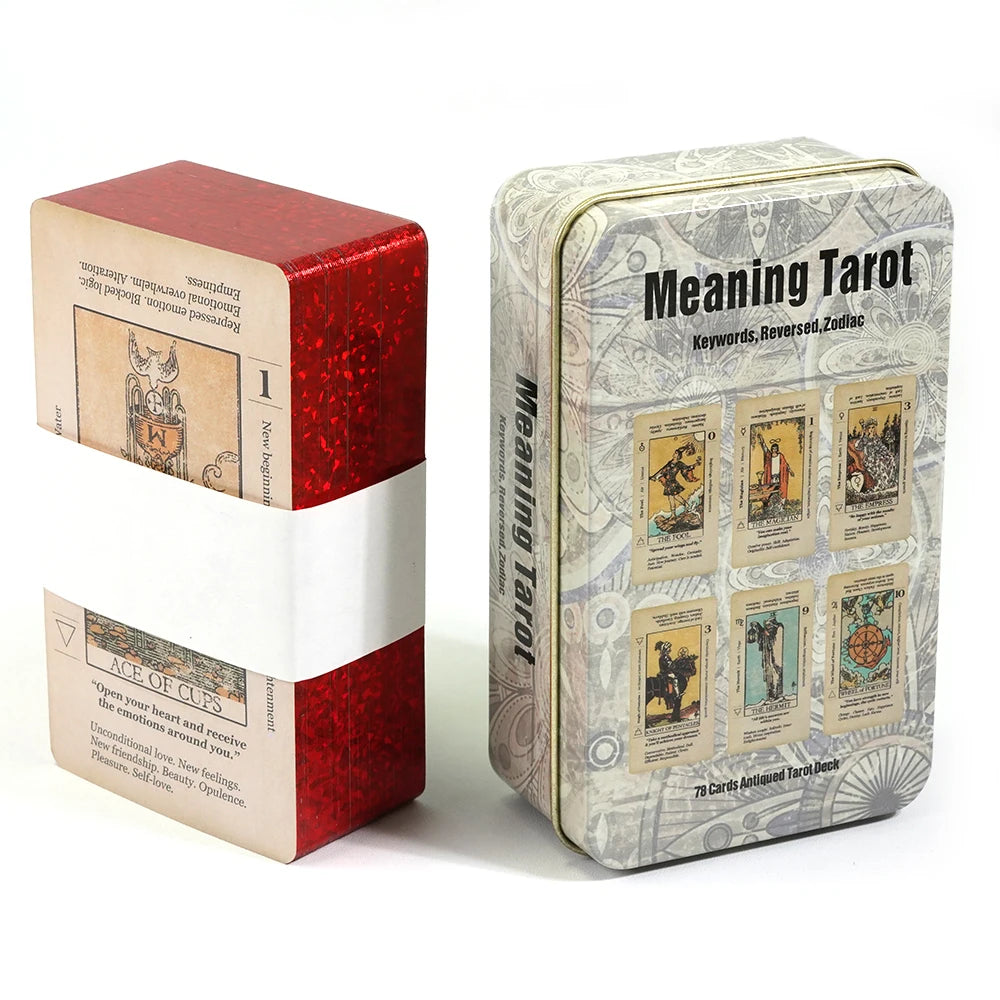 🃏 Adventure Time Tarot Cards – 78 Pcs Deck in Tin Metal Box with Gold-Plated Edges for Divination & Gifts light green