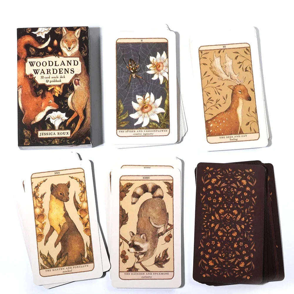 🌲Woodland Wardens Oracle Deck – 52-Card English Oracle Deck & Guidebook for Divination, Fate, and Social Tarot Games