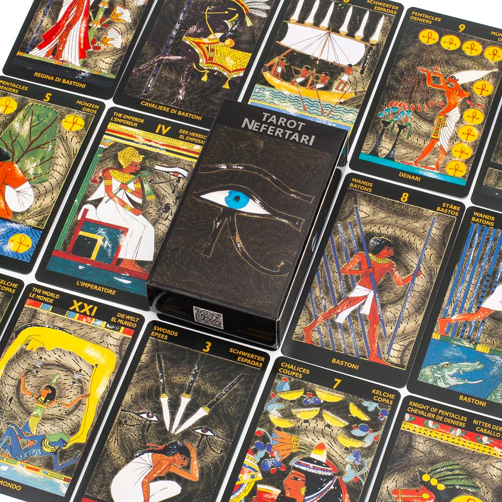 🌟 Tarot Nefertari 78-Card Deck – Egyptian-Themed Fortune Telling & Astrology Divination Game