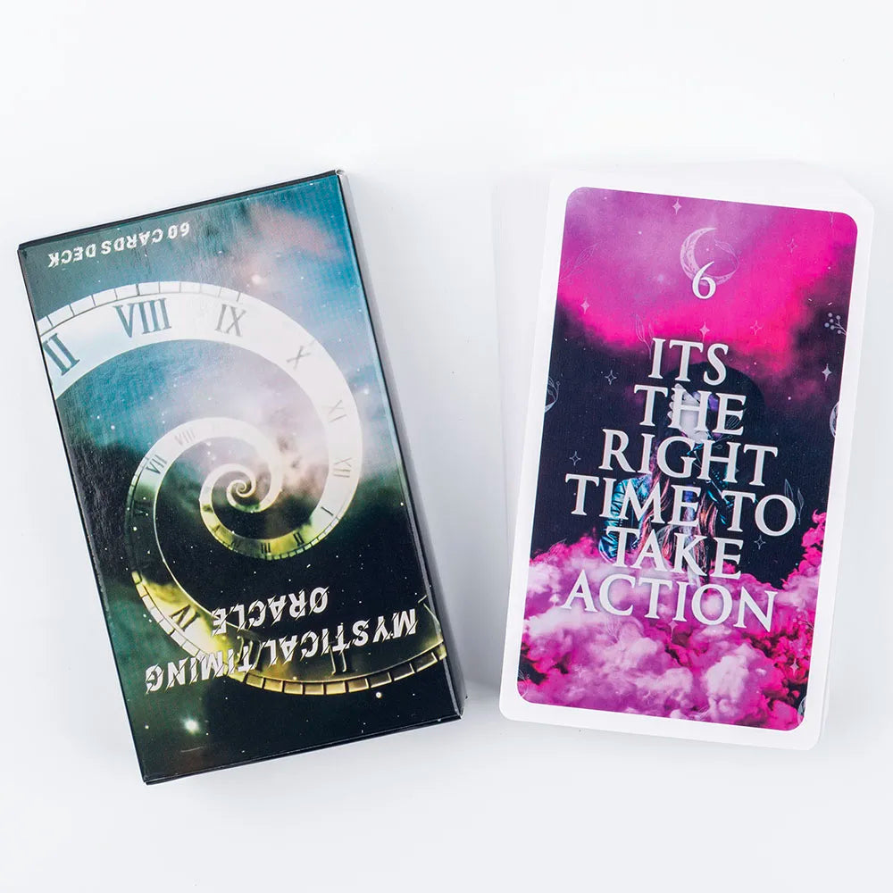Mystical Timing Oracle – 60-Card Twin Flame and Cosmic Tarot Deck (10.3x6 cm) for Time Frame Divination and Family Board Games